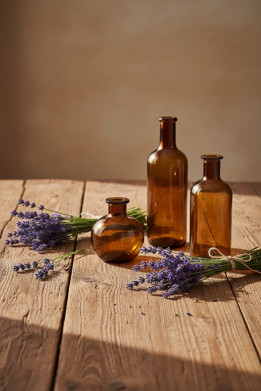 Lavender and Amber Bottles