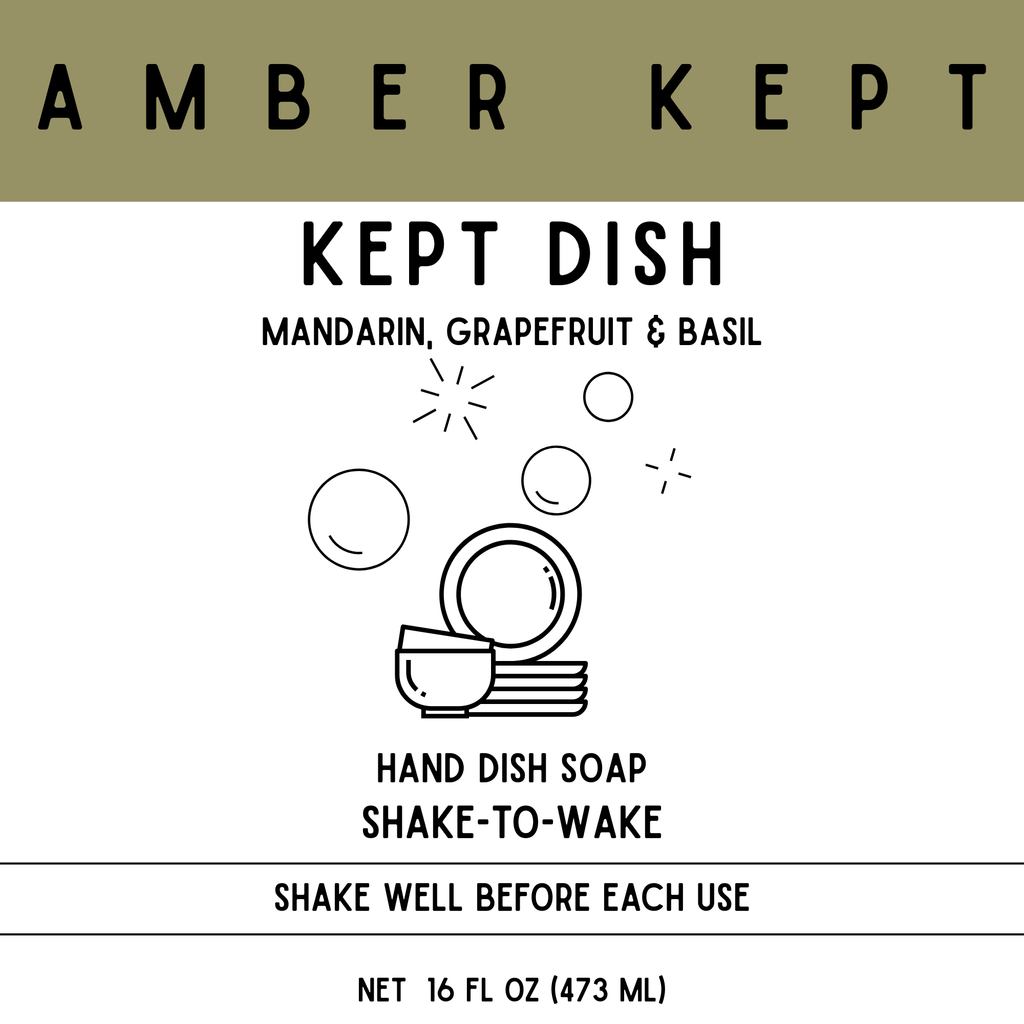 Amber Kept Dish Plant-Based Dish Soap – Vegan & Cruelty-Free, 16 oz | Mandarin, Grapefruit & Basil