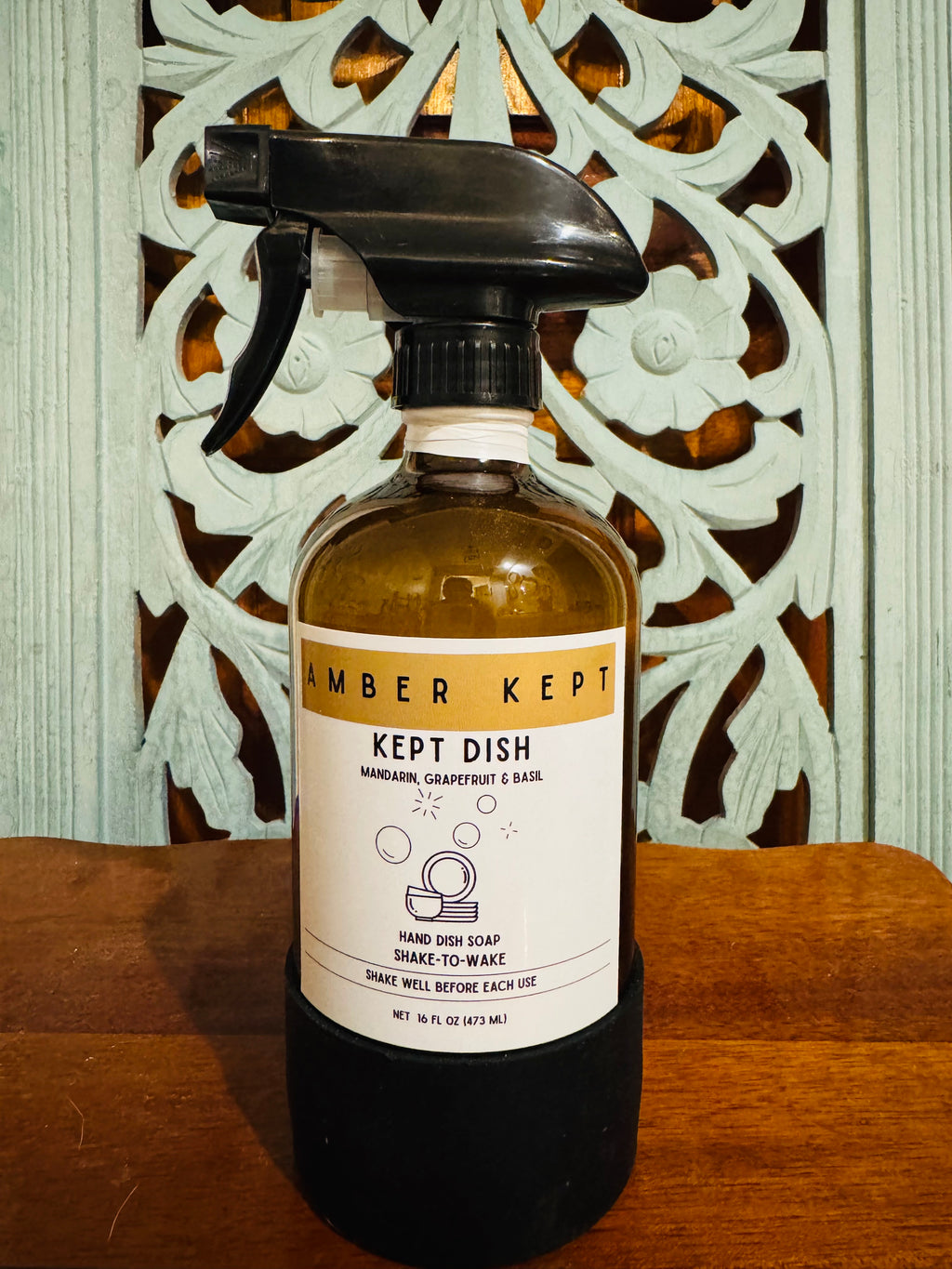 Amber Kept Dish Plant-Based Dish Soap – Vegan & Cruelty-Free, 16 oz | Mandarin, Grapefruit & Basil