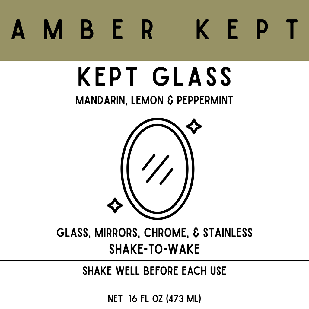 Amber Kept Glass Cleaner Spray – Ammonia-Free, Streak-Free, 16 oz | Lemon, Mandarin & Peppermint