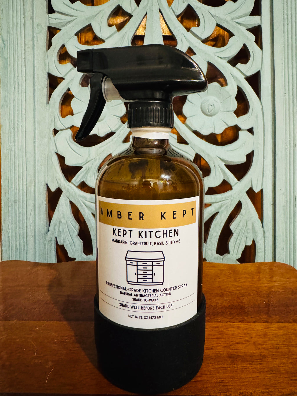 Amber Kept Kitchen Plant-Based Multi-Surface Cleaner Spray – 16 oz | Mandarin, Grapefruit, Basil & Thyme