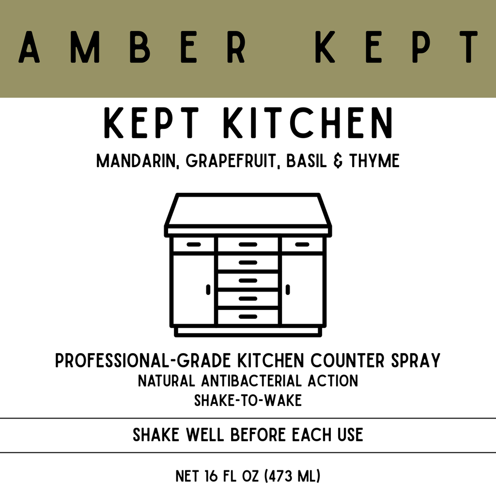 Amber Kept Kitchen Plant-Based Multi-Surface Cleaner Spray – 16 oz | Mandarin, Grapefruit, Basil & Thyme
